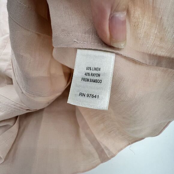 J Jill Blush Pink Ruffle Button Up Shirt Long Sleeve Linen Blend Size L - Picture 4 of 4